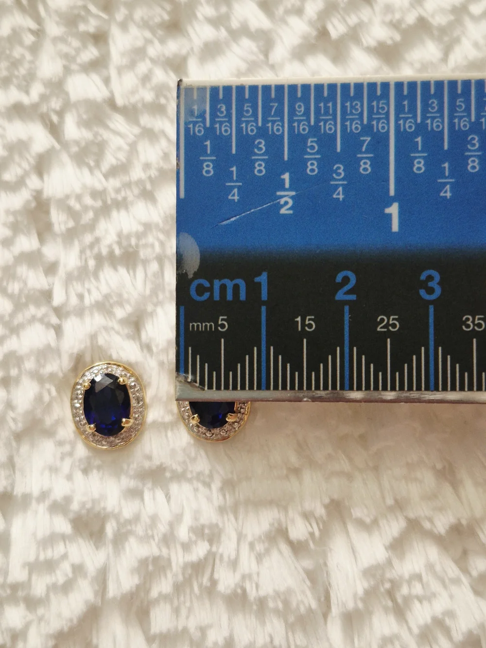 Vintage Gold Vermeil Oval Sapphire Halo Stud Earrings